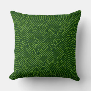 Circuitry - Martian Green on Dark Forest Green Cushion