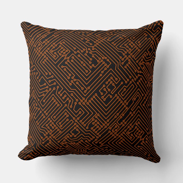Circuitry - Orange on White Cushion (Front)