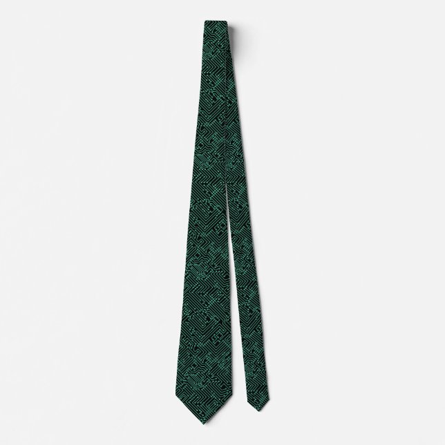 Circuitry - Turquoise on Black Tie (Front)