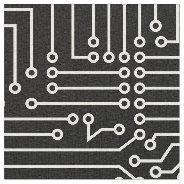Circuitry - White on Black Fabric (Close Up)