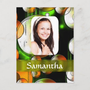 Circular abstract photo template postcard