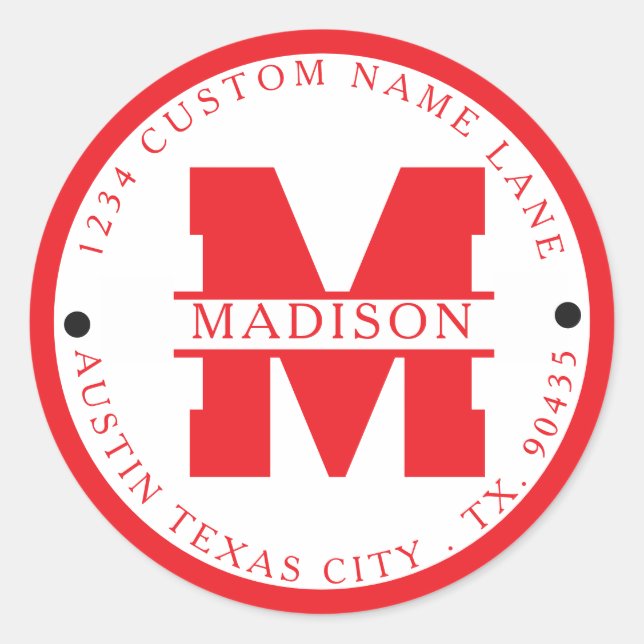 Circular address labels,monogram address labels (Front)