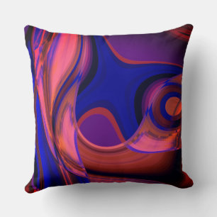 Circular and curved shapes in royal blue to copper cushion