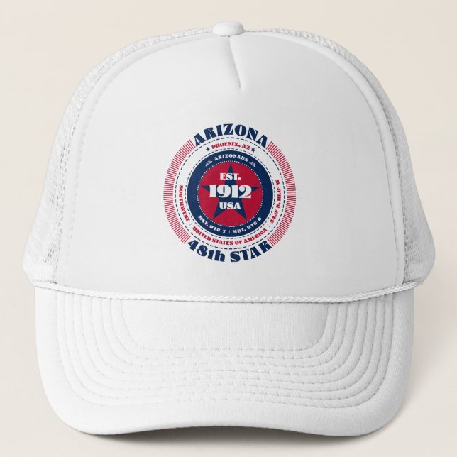 Circular Arizona State Patriotic Trucker Hat (Front)