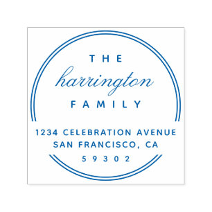 Circular Border Script Family Return Address Self-inking Stamp