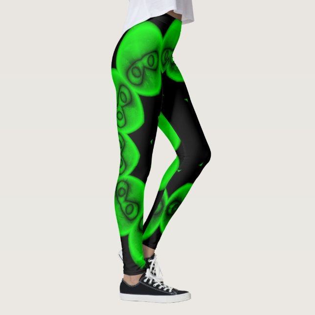 Circular Bright Green Alien Abstract Leggings (Right)