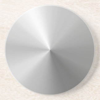 Circular Brushed Aluminium Textured Coaster