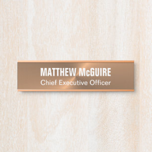 Circular Brushed Copper Metal Look Office Door Sign