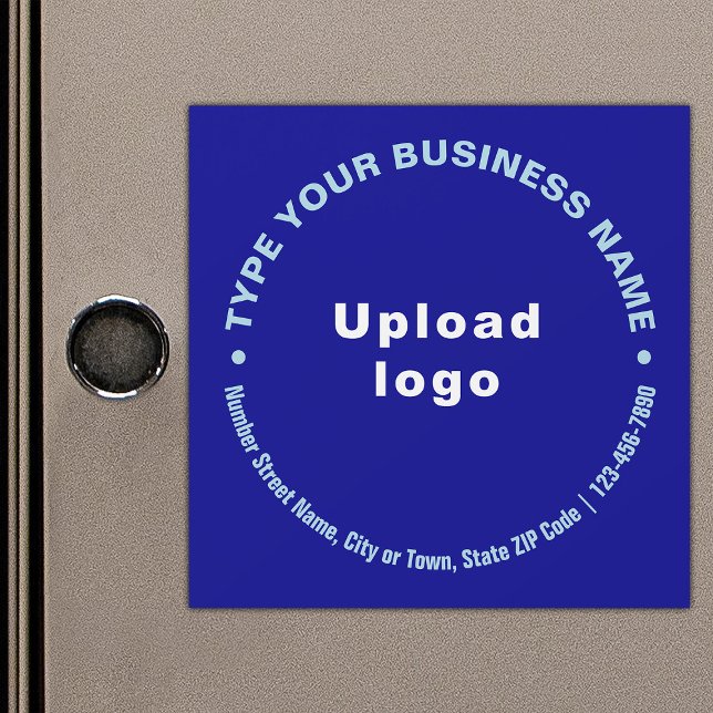 Circular Business Texts on Blue Magnetic Card (Build brand name awareness. Circular pattern texts of business brand on blue magnetic card.)