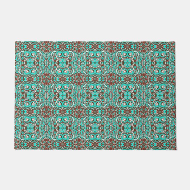Circular Celestial Concentric Circles Patterned Doormat (Front)