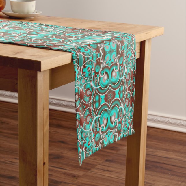 Circular Celestial Concentric Circles Patterned Short Table Runner (In Situ)