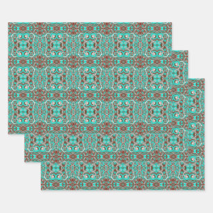 Circular Celestial Concentric Circles Patterned Wrapping Paper Sheet