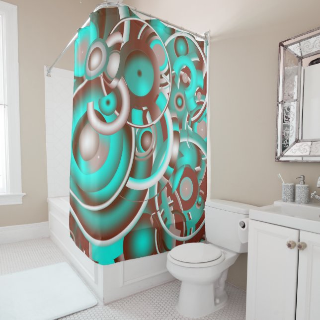 Circular Celestial Concentric Circles Shower Curtain (In Situ)