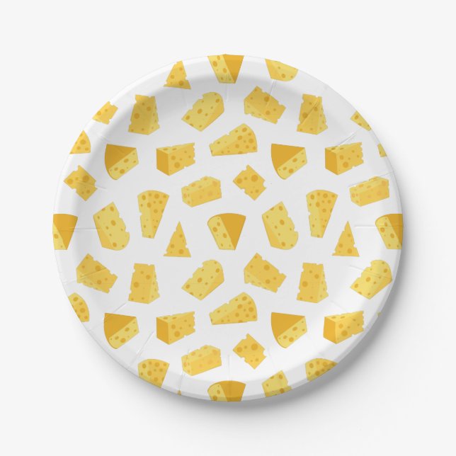 Circular Cheese Pattern Print Paper Plates (Front)