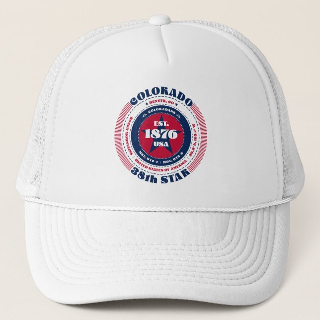Circular Colorado State Patriotic Trucker Hat (Front)
