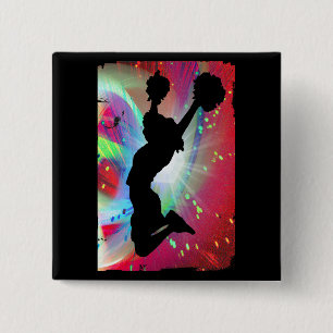 Circular Colorburst with Cheerleader 15 Cm Square Badge