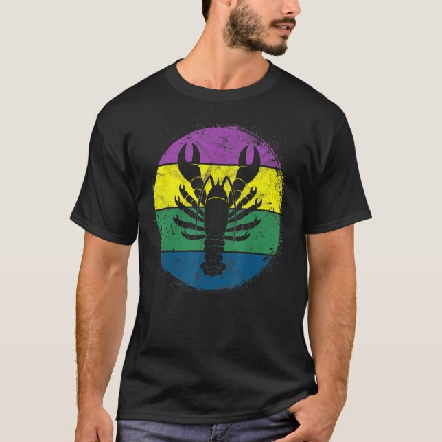 Circular Crawfish Silhouette Crab Mardi Gras Masqu T-Shirt (Front)