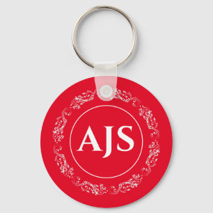 Circular design with Monogram Initials Key Ring