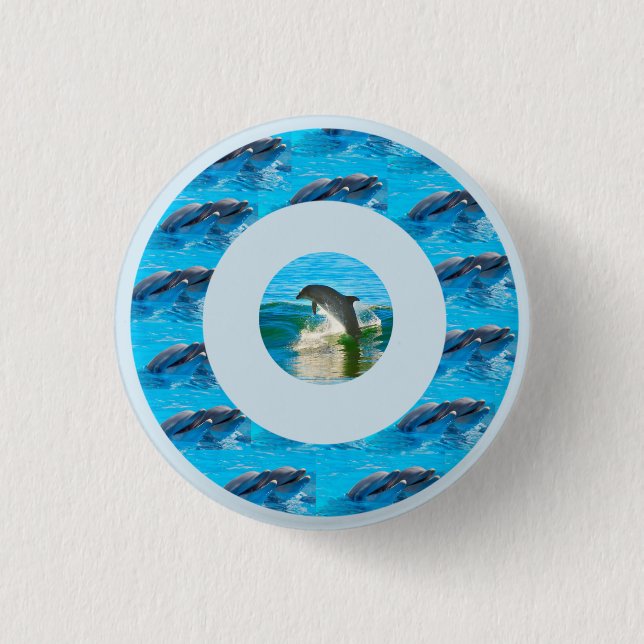 Circular Dolphin Pattern, 3 Cm Round Badge (Front)