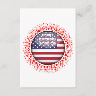 Circular flag surrounded by red stars. enclosure card