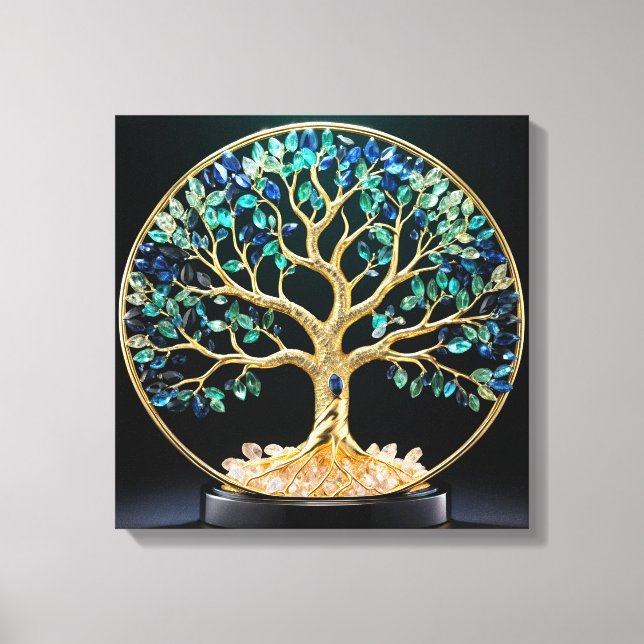 Circular Gemstone Tree of Life Canvas Print (Front)