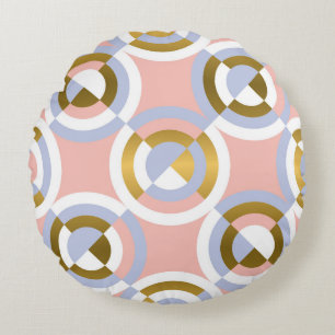 Circular Geometric Shapes: Colourful Vintage Kalei Round Cushion