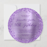 Circular Glittery Purple Foil 50th Birthday