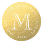 Circular Gold Foil Monogram Return Address Label