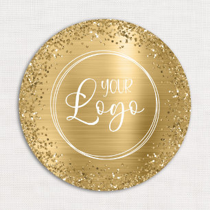 Circular Gold Glitter and Foil Logo Name Tag