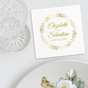 Circular Gold Lace Filigree Simple Elegant Wedding Napkin