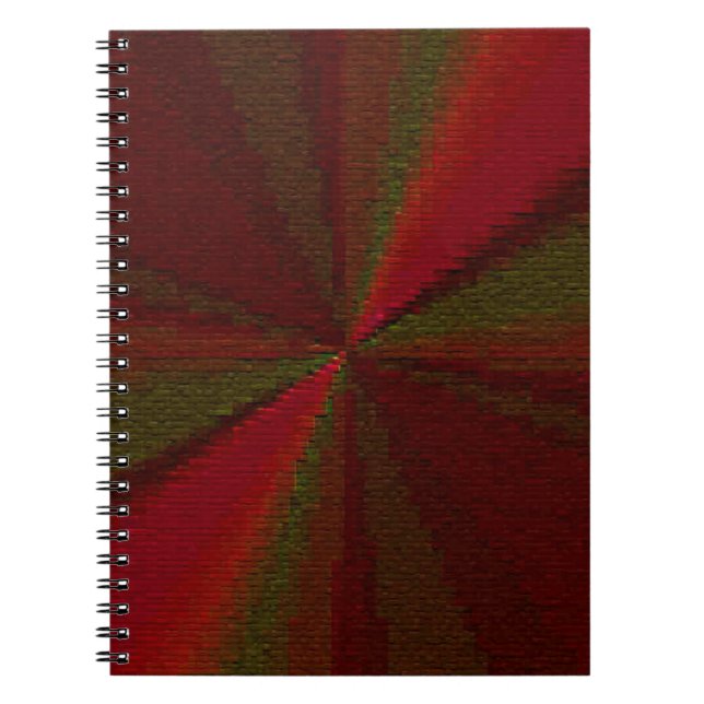 Circular Gradient Patchwork Red to Green Spiral Notebook (Front)