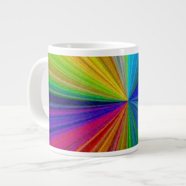 Circular Gradient Rainbow Large Coffee Mug (Front Left)