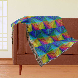 Circular Gradient Rainbow Throw Blanket