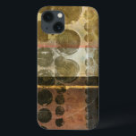 Circular Green Droplets iPhone 13 Case<br><div class="desc">This contemporary piece features circular green droplets. A thin gold line crosses through the work. Order your print today!</div>