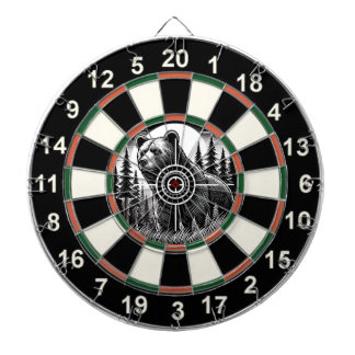 Circular Grizzly Bear Bullseye Art Dartboard