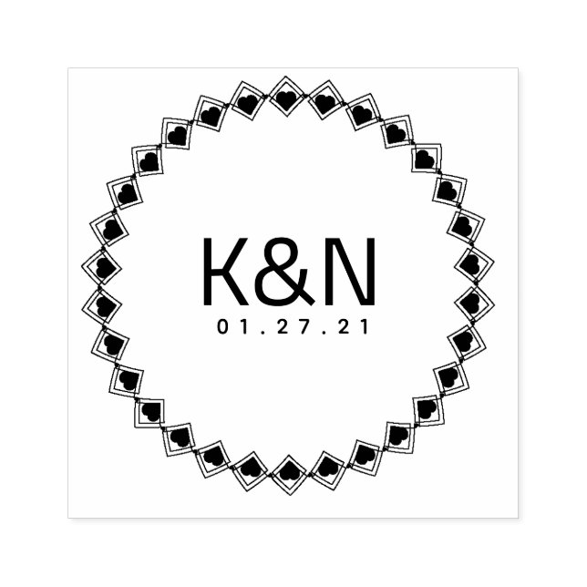 Circular Heart Decor Initial Logo Wedding Stamp (Imprint)