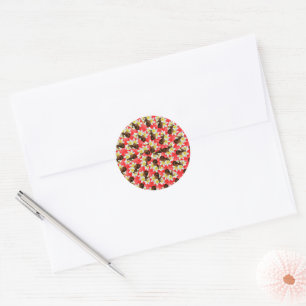 Circular Horses And Frangipani Design, Classic Round Sticker