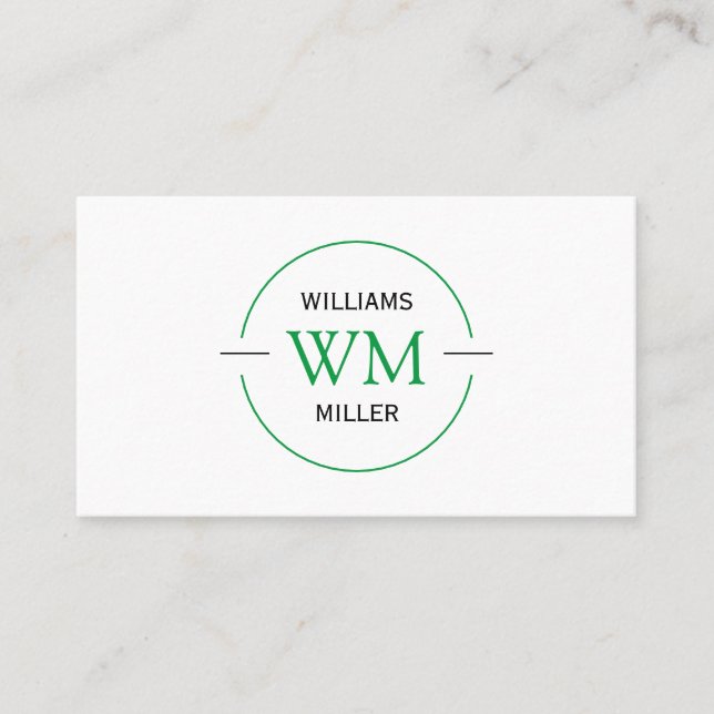 Circular Initials Modern Green - Business Card (Front)
