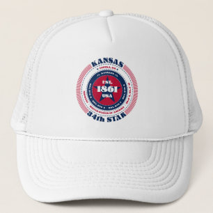 Circular Kansas State Patriotic Trucker Hat