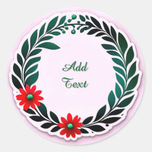 Circular Laurel Wreath With Green Leaves Classic Round Sticker