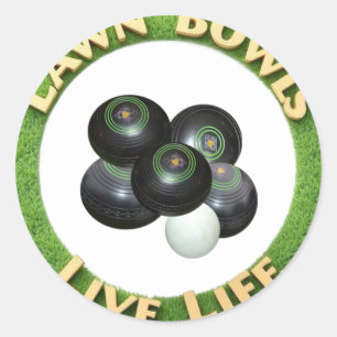 Circular Lawn Bowls Live Life With Lawn Bowls, Classic Round Sticker