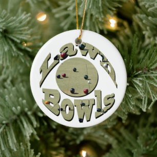 Circular Lawn Bowls Name Design, Ceramic Tree Decoration