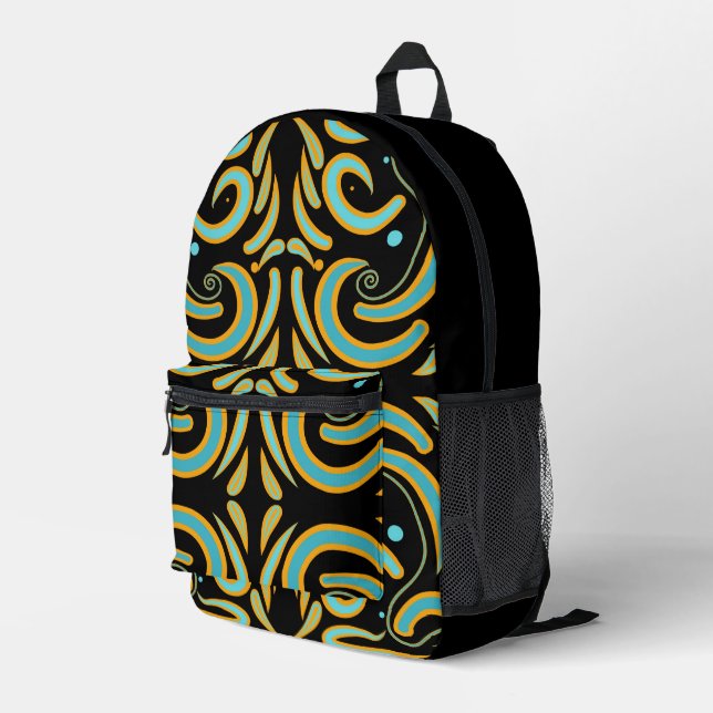 Circular, Linear And Tapered Shapes Abstract Art Printed Backpack (Back Corner Right)