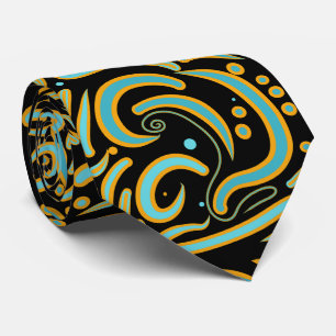 Circular, Linear And Tapered Shapes Abstract Art Tie