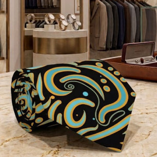 Circular, Linear And Tapered Shapes Abstract Art Tie