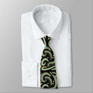 Circular, Linear And Tapered Shapes Abstract Art Tie