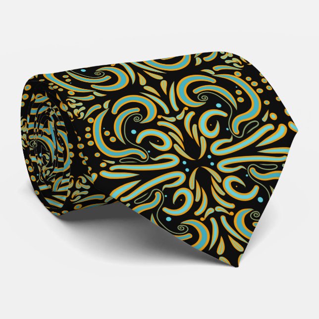 Circular, Linear And Tapered Shapes Abstract Art  Tie (Rolled)