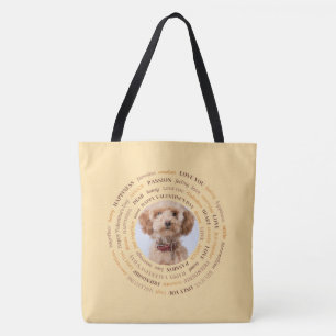 Circular Love Words Custom Photo Tote Bag