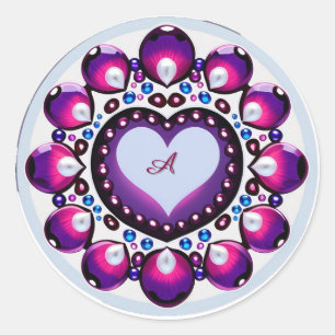 Circular Mandala With Purple Heart Centre Classic Round Sticker