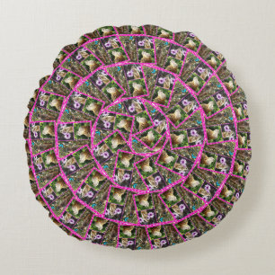 Circular Meerkat Photo Collage, Round Cushion